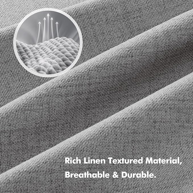 MIULEE 100% Blackout Linen Curtains for Bedroom, Glacier Gray Solid Luxury Decor Thermal Insulation Room Darkening Drapes for Living Room Nursery Back Tab Rod Pocket 42 x 63 Inches, 2 Panels
