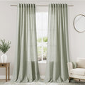 Nanspring Sage Green Curtains 92 Inch Length 2 Panels Back Tab Pocket Light Filtering Semi Sheer Drapes Linen Cotton Textured Airy Farmhouse Sage Living Room Decor Light Green Curtains for Bedroom