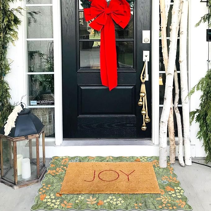 Front Door Mat Outside Entrance - 2x3 Spring Green Sage Floral Non-Slip Washable Doormat Indoor Outdoor Mat Boho Vintage Entry Rug Small Throw Rugs for Entryway Kitchen Front Porch Decor