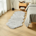 duduta White Black Faux Sheepskin Runner Rugs 2x6 ft, Fluffy Shag Bedroom Rug Fur Couch Sofa Covers Washable