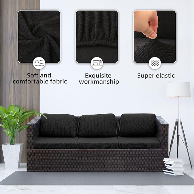 Outdoor Cushion Covers Set,8PCS Patio Furniture Couch Seat Slipcovers, Replacement for Sofa Sectional Chair(Cover，Only)