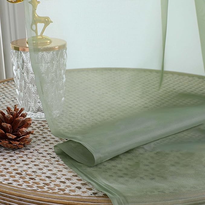 OVZME Sage Green Sheer Curtains 84 Inches Long 2 Panels Set, Light Filtering Sheer Curtains for Living Room Bedroom 59 Inch Extra Wide, Modern Voile Filmy Rod Pocket Window Drapes, 59Wx84L Inches