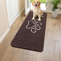 Smiry Dog Door Mat for Muddy Paws, Absorbent Dirt Trapper Non Slip Quick Dry Washable Chenille Mat for Mud Dogs, Entry Rug for Indoor and Outdoor (47x20 Inches, Brown and White)
