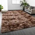 Deerhoo Large Shag Area Rugs 9 x 12, Tie-Dyed Plush Fuzzy Rugs for Living Room, Ultra Soft Fluffy Furry Rug for Bedroom, Indoor Carpet Nursery Rugs for Kids Room Home Decor, Coffee