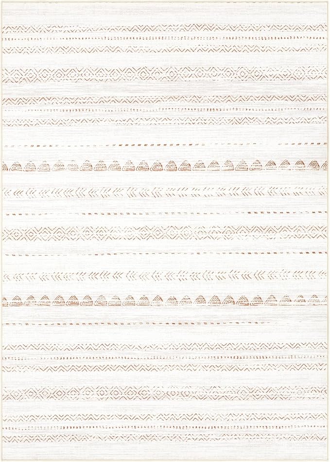 Nakagishi 6x8 Area Rugs Living Room: Washable Boho Large Neutral Soft Farmhouse Rug Stain Resistant Modern Indoor Floor Non-Slip Carpet for Bedroom Nursery Kids Playroom Office Dining Room Dorm- Brown