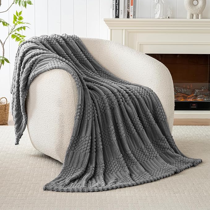 50x70 Inch Grey Throw Blanket - Soft & Fluffy Fleece, Cute & Aesthetic, Perfect for Sofa, Couch, Chair, Bed, Living Room & Bedroom, All-Season Use, Plush & Cozy Decorative Blanket