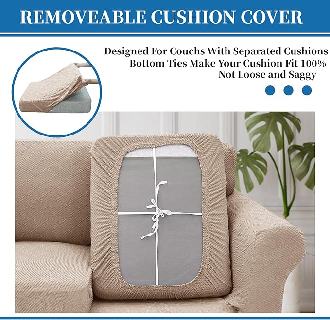 XINEAGE 2026 New 4 Pieces Couch Covers for 3 Cushion Couch Super Stretch Thick Soft Sofa Cover Anti Slip Sofa Slipcover Dogs Cats Furniture Protector (Khaki, 71"-91")