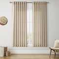 Nanspring Taupe Burlywood Curtains 63 Inch Length for Living Room Linen Semi Sheer Country Farmhouse Decor Curtains Back Tab Privacy Light Filtering Semi Sheer Curtain for Bedroom 52x63, 2 Panels