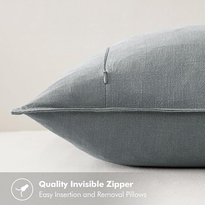 MIULEE Decorative Linen Pillow Covers 20x20 Inch Gray Boho Farmhouse Neutral Couch Throw Pillows for Bed Pack of 2 Accent Modern Pillowcase Sofa Livingroom Home Decor