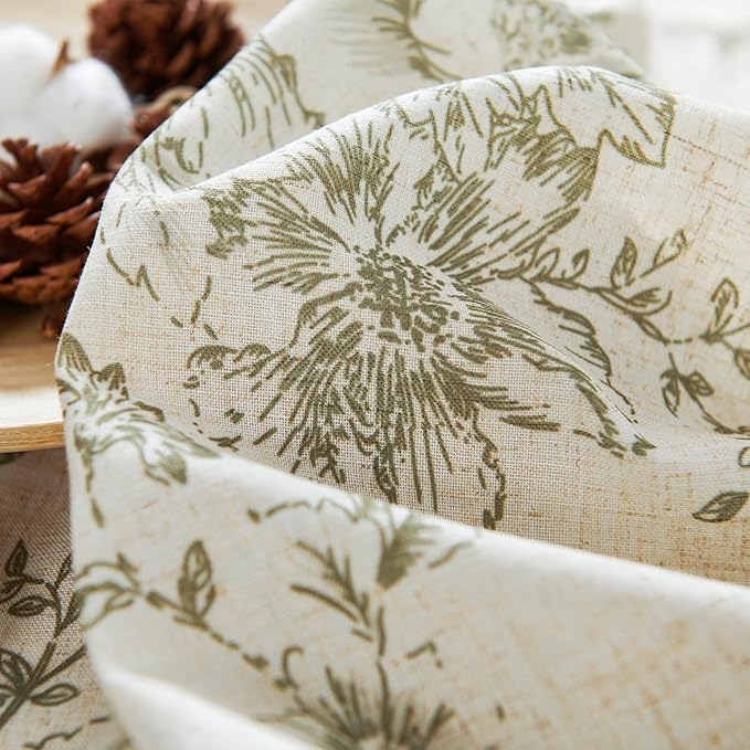 jinchan Linen Blend Floral Curtains for Living Room 84 Inch Length Farmhouse Printed Curtain Rod Pocket Back Tab Sage Green Peony Flower Patterned Drapes Bedroom Curtains Set 2 Panels