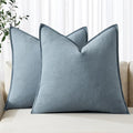 MIULEE Decorative Linen Euro Sham Pillow Covers 26x26 Blue Grey Boho FarmhouseNeutral Couch Throw Pillows for Bed Pack of 2 Accent Coastal Modern Pillowcase Summer Sofa Livingroom Home Decor