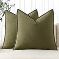 MIULEE Decorative Linen Euro Sham Pillow Covers 26x26 Inch Green Boho Farmhouse Neutral Couch Throw Pillows for Bed Pack of 2 Accent Outdoor Pillowcase Modern Sofa Cushion Livingroom Home Decor