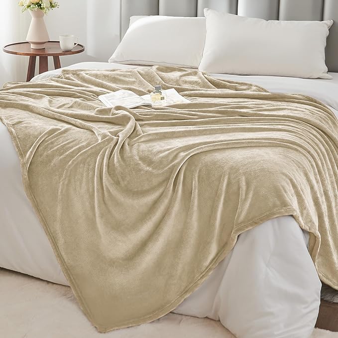 BEDELITE Fleece Blanket Linen Throw Blanket for Couch & Bed, Luxury Plush Cozy Fuzzy Blanket 50" x 70", Super Soft Warm Lightweight Fall Throw Blanket for Travel Camping