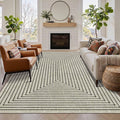 Latte&Fog 5x7 Area Rugs for Living Room Bedroom, Beige Modern Abstract Washable Rug, Boho Non Slip Low Pile Carpet for Indoor Dining Room, Office, Dorm, Classroom, Farmhouse and Kids Room - Beige