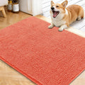 OLANLY Dog Door Mat for Muddy Paws 40x32, Absorbs Moisture and Dirt, Absorbent Non-Slip Washable Doormat, Quick Dry Chenille Mud Mat for Dogs, Entry Indoor Entryway Carpet for Inside Floor, Coral