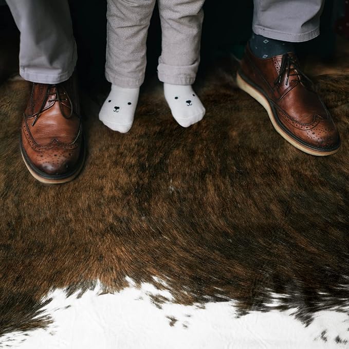 AROGAN Premium Faux Cowhide Rug 2.3 x 3.6 Feet, Sturdy and Large Size Cow Print Rugs, Suitable for Bedroom Living Room Western Decor, Faux Fur Animal Cow Hide Carpet, Saddle Brown