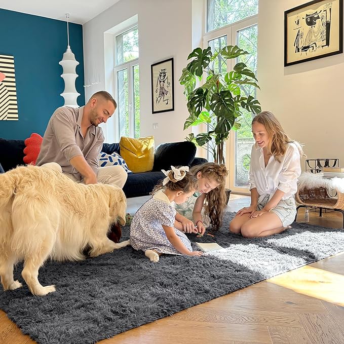 OLANLY 3x12 Machine Washable Runner Rugs for Hallway, Soft Fluffy Shaggy Bedside Rugs for Bedroom, Living Room, Indoor Floor Carpet for Kids Girls and Boys, Nursery Rooms, Home Decor Aesthetic, Grey