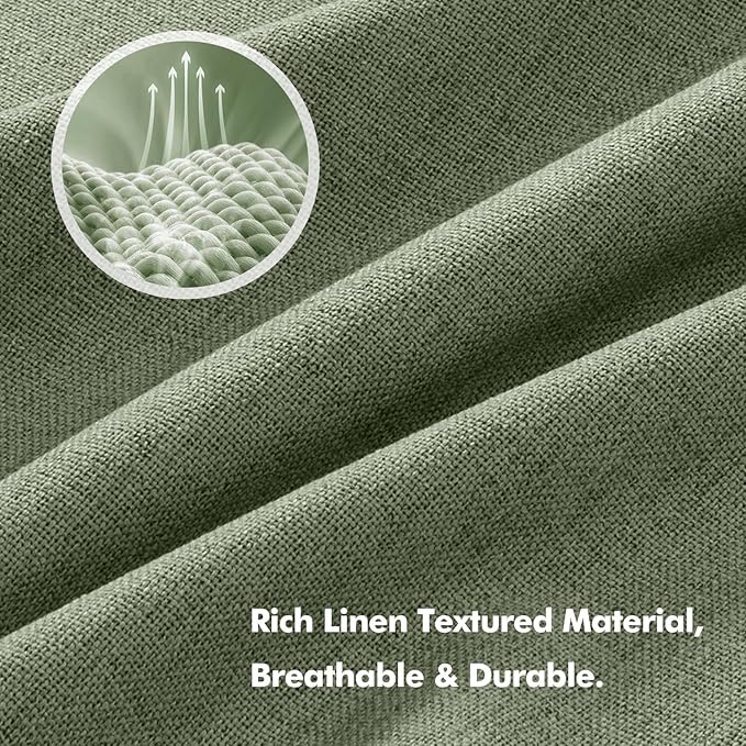 MIULEE 100% Blackout Linen Curtains for Bedroom, Sage Green Solid Luxury Decor Thermal Insulation Room Darkening Drapes for Living Room Nursery Back Tab Rod Pocket 42 x 84 Inches, 2 Panels