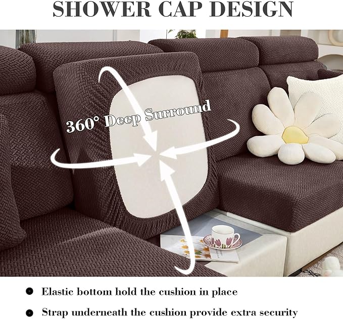 Sofa Covers Couch Covers for Sofa Pet Friendly Couch Cushion Covers Universal Sofa Covers Washable Stretch Slipcovers for Sectional Sofa (Texture Brown, Extra Large Single Seat Cover)