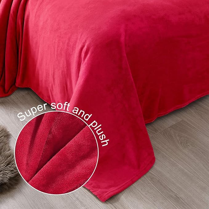 Exclusivo Mezcla Fleece Throw XL Blanket for Couch, Sofa, Super Soft and Warm Red Blankets, All Season, Cozy, Plush, Lightweight, 50x70 Inches