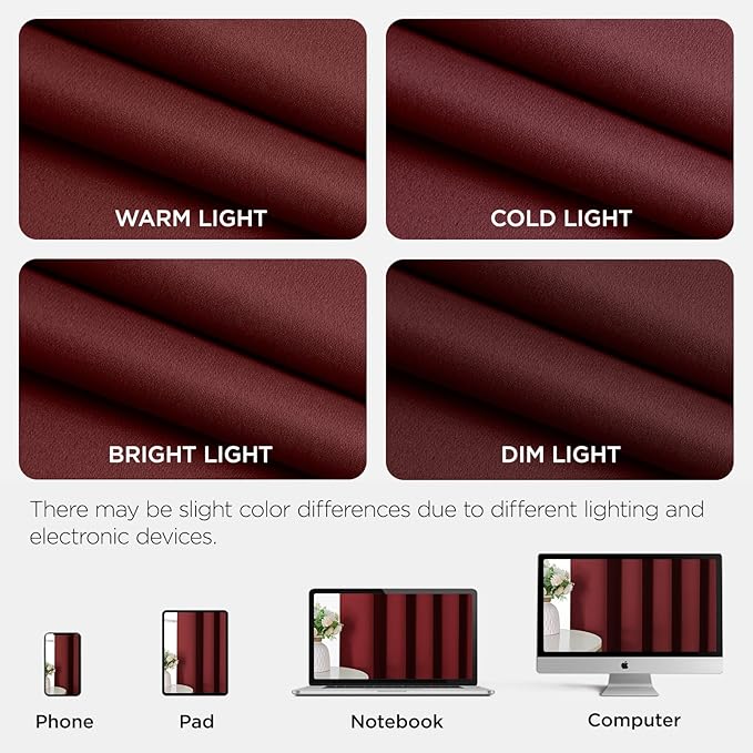 Joydeco Blackout Patio Sliding Door Curtains 84 Inches Long, Grommet Privacy Room Divider Curtains, Extra Wide Thermal Blackout Drapes for Bedroom Living Room (Burgundy Red, 60Wx84L, 1 Panel)
