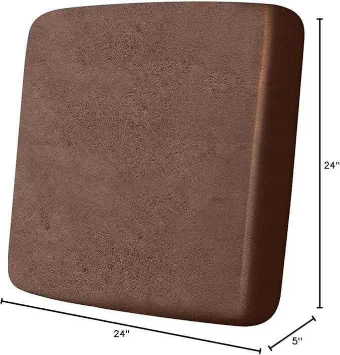Leather Look Couch Cushion Covers Sofa Seat Slipcovers Sets Couches Furniture Protector for Sectional Armchair Loveseat Pets Kids Stretch Spandex Fabric (1 Cushion Armchair, Brown)