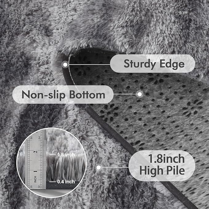 8x10 Ft Extra Large Shag Rugs for Living Room, Ultra Soft Fluffy Furry Area Rugs for Bedroom Indoor Floor, Aesthetic Carpet for Kids Home Decor (Grey)
