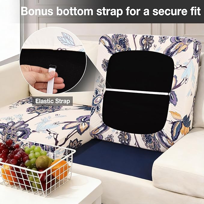 hyha 12Pcs Patio Cushion Covers, Stretch Outdoor Couch Cushion Covers, Washable Outdoor Chair/Sofa Slipcovers for Patio Furniture Cushions Protector with Elastic Bottom(Vintage Flower,Cover Only)
