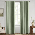 MIULEE 100% Blackout Linen Curtains for Bedroom, Sage Green Solid Luxury Decor Thermal Insulation Room Darkening Drapes for Living Room Nursery Back Tab Rod Pocket 42 x 72 Inches, 2 Panels