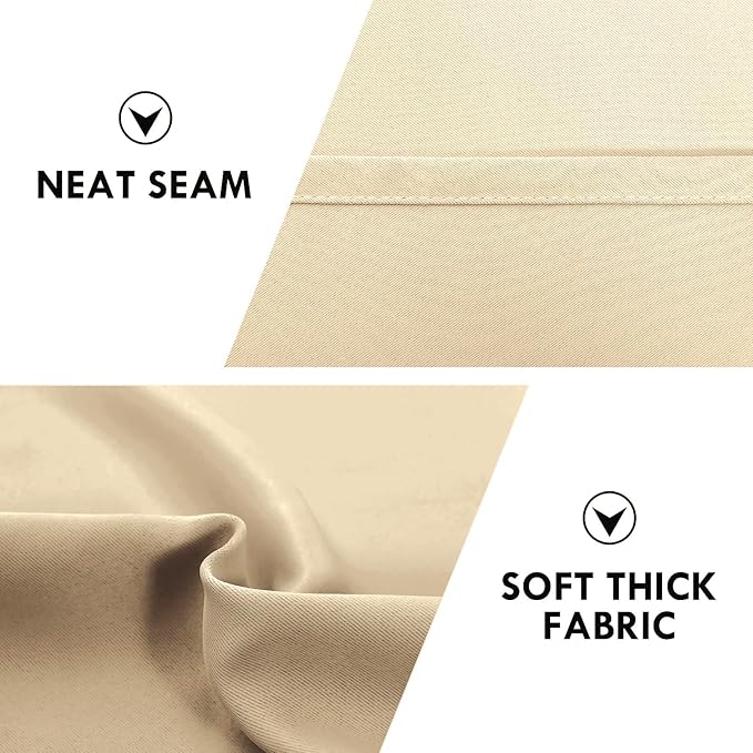 DWCN Blackout Curtains Room Darkening Thermal Insulated Bedroom Curtains Window Curtain Panels, 52 x 45 inches Long, Set of 2 Beige Rod Pocket Drapes