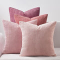 Topfinel Pink Throw Pillow Covers 12x12 Inch Set of 4,Soft Farmhouse Corduroy Decorative Cushion Cover,Square Cute Pillow Case for Gril's Bedroom Couch Sofa Living Room,Spring Series Home Decor