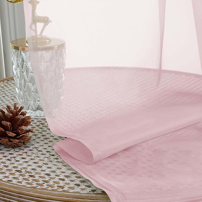 Chyhomenyc Blush Pink Sheer Curtains 63 Inches Long 2 Panels, Light Filtering Bright Lightweight Curtains for Living Room, Soft Gentle Voile Rod Pocket Bedroom Window Drapes, 59Wx63L Inch, 2PCS