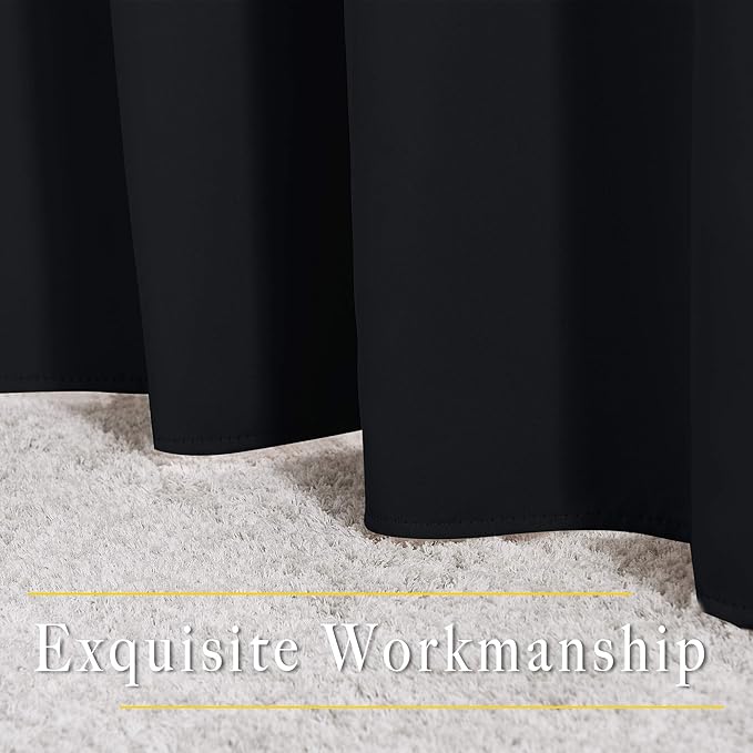 NICETOWN Black Blackout Curtains 36 inch Curtains for Kitchen, Grommet Solid Window Treatments Sound Reducing for Bedroom, 2 Panels, W37 x L36, 2 Panels
