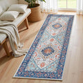 Lofus 2x6 Hallway Washable Runner Rug, Vintage Kitchen Runners Non Slip, Entryway Rugs for Bathroom Bedroom Living Room Laundry Room Floor Mat, Boho Entry Long Carpet, Floral Blue
