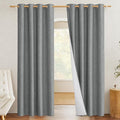 NICETOWN 100% Absolutely Blackout Linen Curtains with Thermal Insulated White Liner, Dove Grey, 52" W x 48" L, Set of 2, Burlap Textured Textured Linen Look Privacy Window Treatment for Kitchen