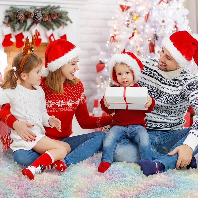 8x10 Fluffy Area Rugs for Living Room,Shag Area Rug for Bedroom,Soft Fuzzy Rug Non-Shedding Indoor Plush Carpet for Kids Bedroom Nursery Home Decor,Rainbow