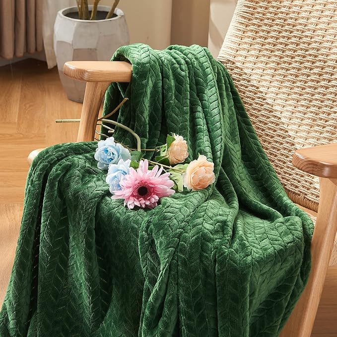 inhand Fleece Queen Blanket for Bed, Super Soft Flannel Cozy Queen Bed Blanket for Adults, Washable Lightweight Fuzzy Bed Blanket for Office, Warm Plush Blankets for All Season (90"×90", Green)