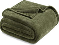 Exclusivo Mezcla Fleece Blanket King Size for Bed, Super Soft and Warm, All Season, Cozy, Plush, Lightweight, 90x104 Inches, Olive Green