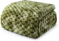 Exclusivo Mezcla Fleece Twin Blanket for Bed, Extra Large Fuzzy Tie-dye Olive Green Bed Blankets, Soft Cozy Plush Sofa Throws for All Seasons, 90x66 Inches