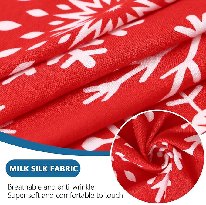 hyha Printed Couch Cushion Covers, Floral Sofa Covers Washable for 3 Cushion Couch, Stretch Pattern Outdoor Cushion Covers for Patio Furniture with Elastic Bottom(Large, Christmas Snowflakes)