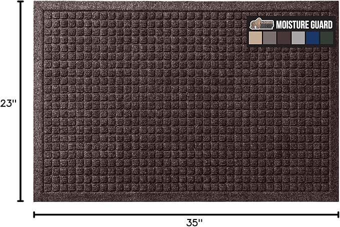 GORILLA GRIP® Ultra Absorbent Front Door Mat Outside Entrance 35x23, Traps Dirt and Moisture, HydroABSORB Indoor Outdoor Doormat Holds Up to 5.7 Cups Water, Stain and Fade Resistant Welcome Mat Coffee