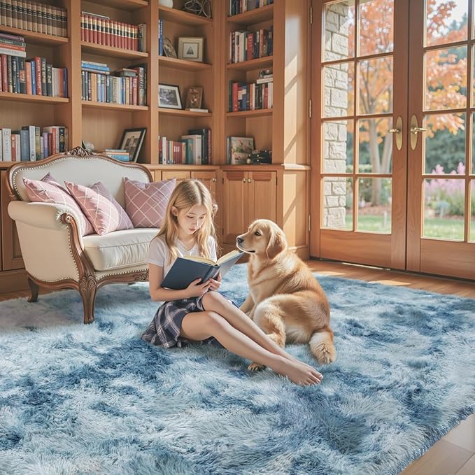 Small Rug Throw Rugs for Bedroom, Mini Area Rug, Fluffy Blue Carpet, Affordable Door Entryway Indoor Inside Front Entrance Dog 2x3 Mat, Home Decor Aesthetic(2 x 3, Dark Blue Tie-Dyed)