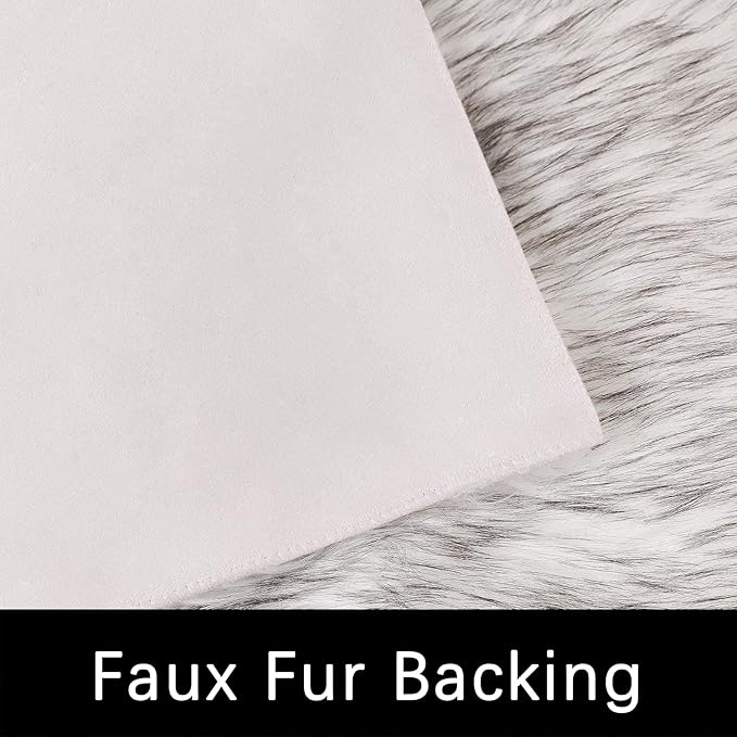 Latepis Area Rugs 9x12 Living Room Alfombras para Salas White with Grey Tips Faux Sheepskin Fur Rug for Bedroom Entertainment Room Home Décor, Rectangle