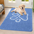 Smiry Dog Door Mat for Muddy Paws, Absorbent Dirt Trapper Non Slip Quick Dry Washable Chenille Mat for Mud Dogs, Entry Rug for Indoor and Outdoor (40x32 Inches, Cornflower Blue and White)