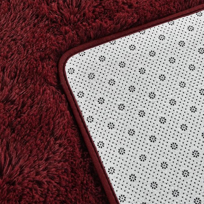 Deerhoo Shag Area Rug, 4 X 6 Plush Fuzzy Rugs for Living Room, Ultra Soft Fluffy Furry Rug for Bedroom, Indoor Carpet Nursery Rugs for Kids Room Home Decor, Burgundy