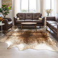 AROGAN Western Decor Faux Fur Cowhide Rug, 7 x 6.2 Feet Premium Animal Skin Cow Hide Rug, Durable Cow Print Rugs for Wall Decor, Western Floor Carpet for Bedroom Living Room, Brownish