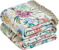 MSGKV Boho Throw Blanket 50"x60" Couch Floral 100% Cotton Blanket Spring Breathable Lightweight Farmhouse Blankets for Sofa Home Decor Muslin Guaze All Seasons