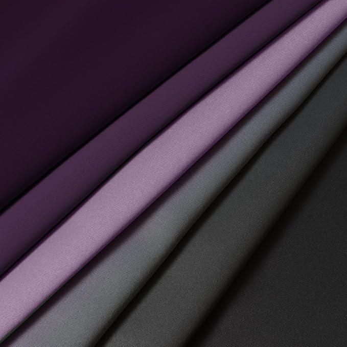 Yakamok Blackout Ombre Purple and Black Curtains for Bedroom, Gradient Room Darkening Curtains, Grommet Thermal Insulated Light Blocking Window Drapes/Curtain for Living Room,52 x 54 Inch,2 Panels