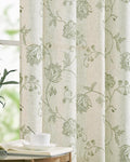 jinchan Linen Curtains Floral Curtains 96 Inch Length for Living Room Bedroom Light Filtering Rod Pocket Back Tab Farmhouse Curtains Flax Linen Texture Window Drapes Set 2 Panels Green on Linen