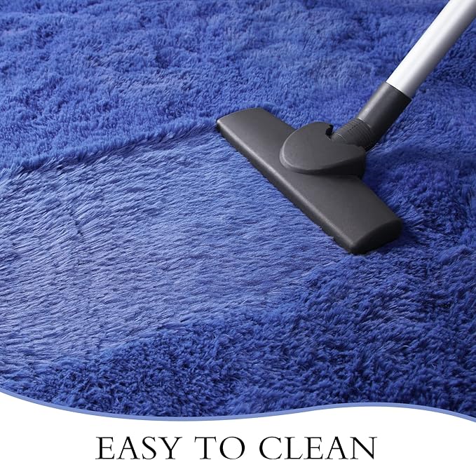 Chicrug Soft Runner Rug for Bedroom Living Room Plush Fluffy Rugs 2x6 Feet, Shag Furry Runner Rug Carpet Non Shedding for Nursery Children Kids Girls Room Home Decorative, Navy